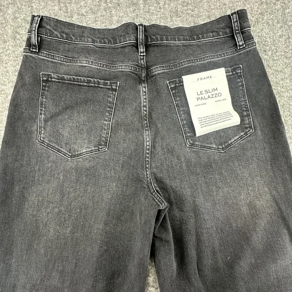 FRAME Le Slim Palazzo High Rise Wide Leg Jeans Black Wash Size 32 NWT - Picture 8 of 9